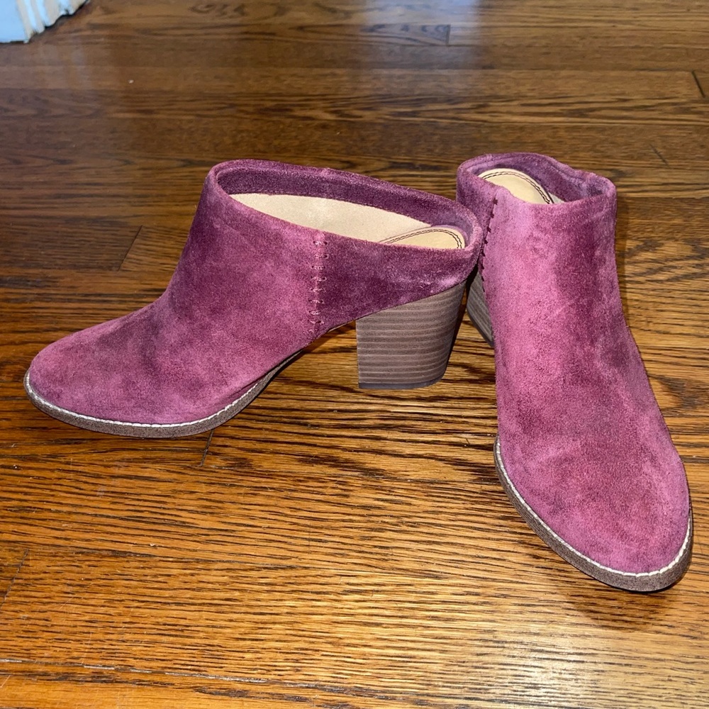 Splendid burgundy suede block heeled mule / clog Sz 8